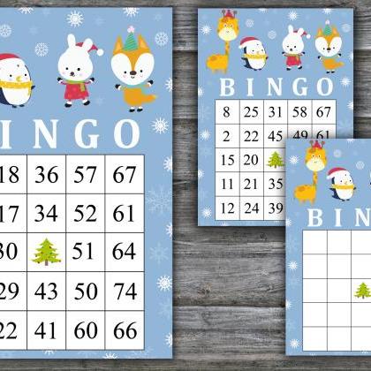 Winter animals bingo game,Christmas..