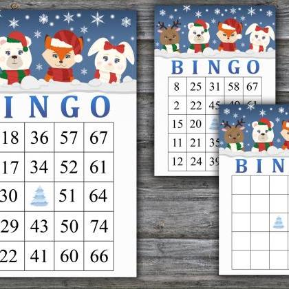 Winter Animals Bingo Game,christmas Animals Bingo..