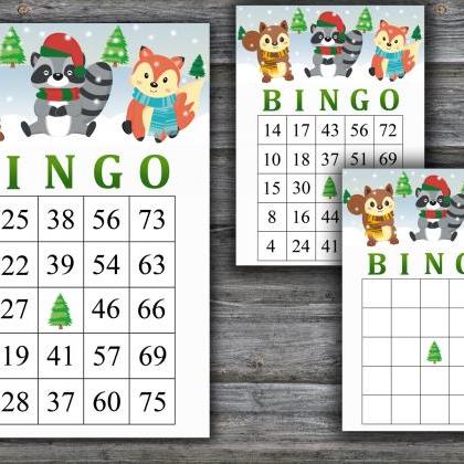 Winter Animals Bingo Game,christmas Animals Bingo..