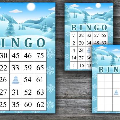 Winter landscape bingo game,Merry c..