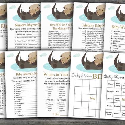 Otter Baby Shower Games Package,woodland Baby..