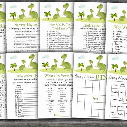 Cute Dinosaur Baby Shower Games Package,dino Baby..