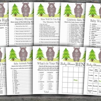 Bear Baby Shower Games Package,woodland Animals..