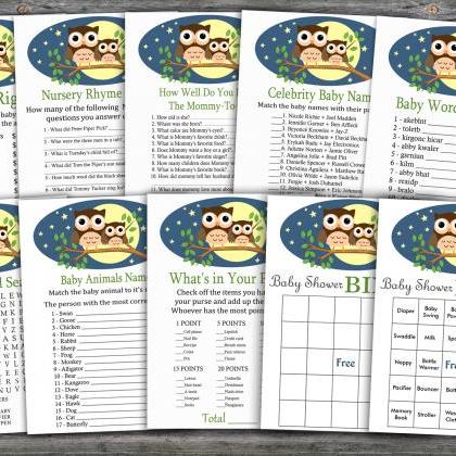 Owl Baby Shower Games Package,woodland Baby Shower..