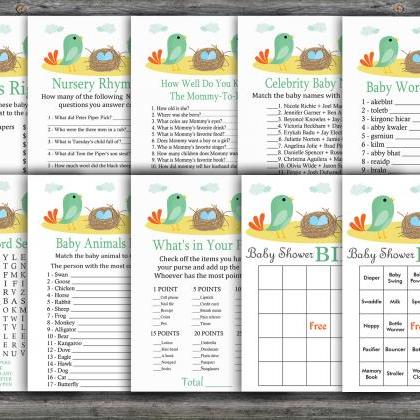 Birds And Nest Baby Shower Games Package,birds..