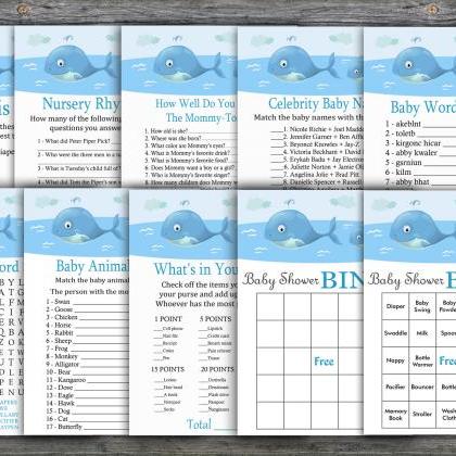 Whale Baby Shower Games Package,under The Sea Baby..