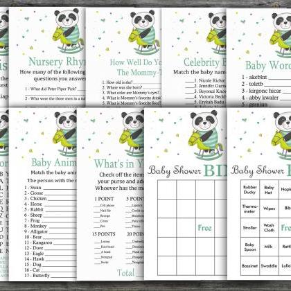 Panda Baby Shower Games Package,jungle Baby Shower..