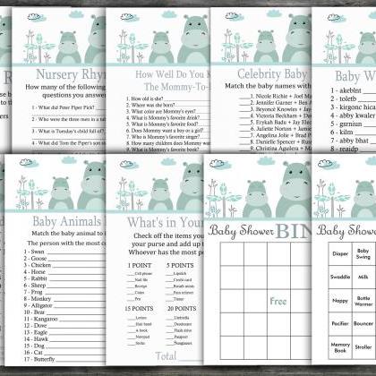 Hippo Baby Shower Games Package,safari Baby Shower..
