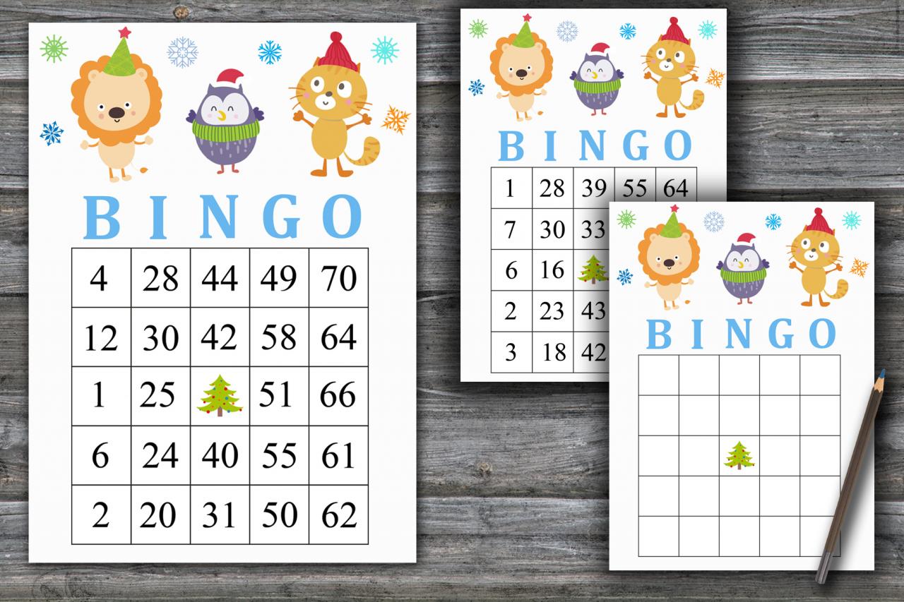 Christmas Animals Bingo Game,christmas Bingo Game,christmas Party Bingo,holiday Bingo Card,instant Download
