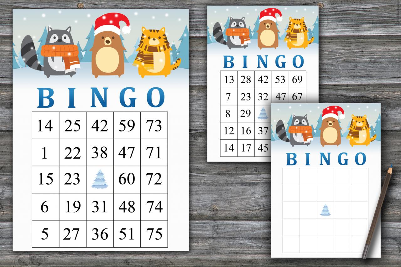 Winter animals bingo game,Winter animals bingo card,Christmas bingo game,Christmas Party bingo,Holiday Bingo card,INSTANT DOWNLOAD