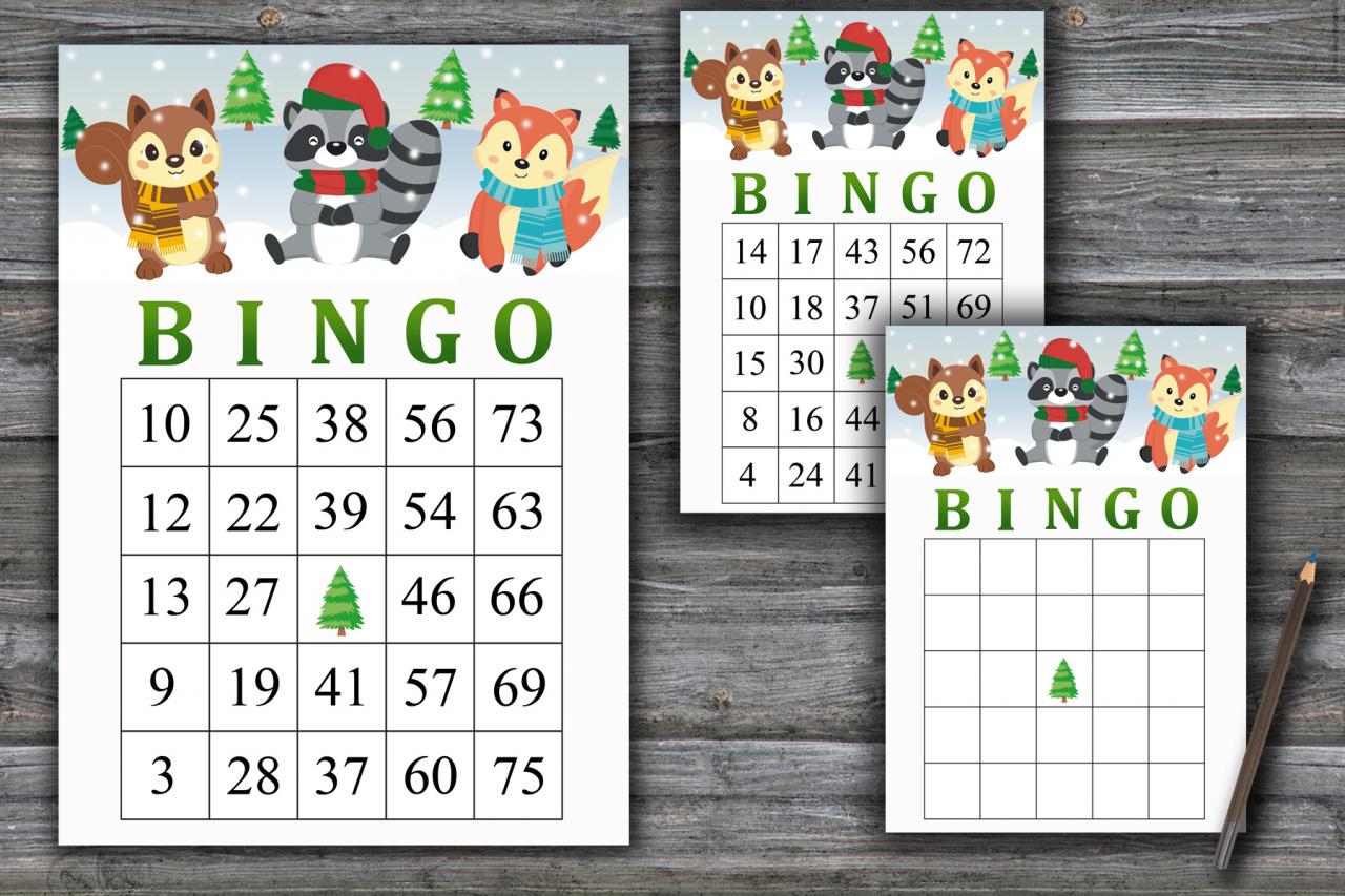 Winter Animals Bingo Game,christmas Animals Bingo Card,christmas Bingo Game,christmas Party Bingo,holiday Bingo Card,instant Download