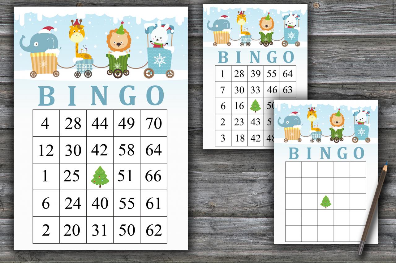 Christmas Animals Train Bingo Game,christmas Animals Bingo Card,christmas Bingo Game,christmas Party Bingo,holiday Bingo Card,instant Download