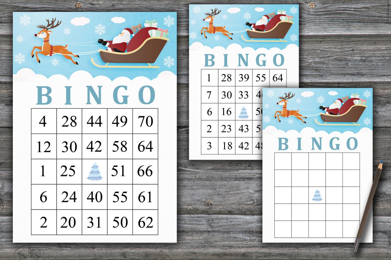 Santa Carriage Bingo Game,rudolph Bingo Card,christmas Bingo Game,christmas Party Bingo,holiday Bingo Card,instant Download