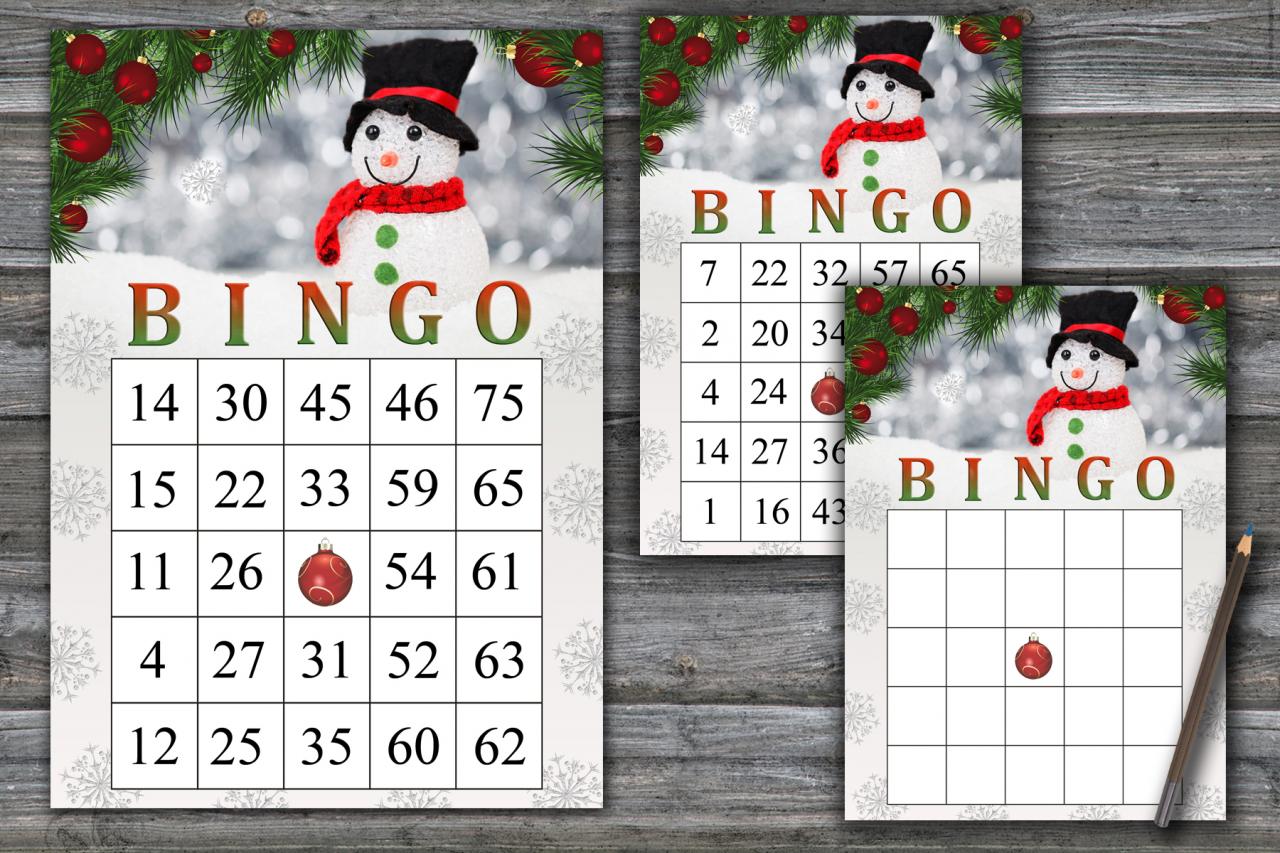 Snowman Bingo Game,merry Christmas Bingo Card,christmas Bingo Game,christmas Party Bingo,holiday Bingo Card,instant Download