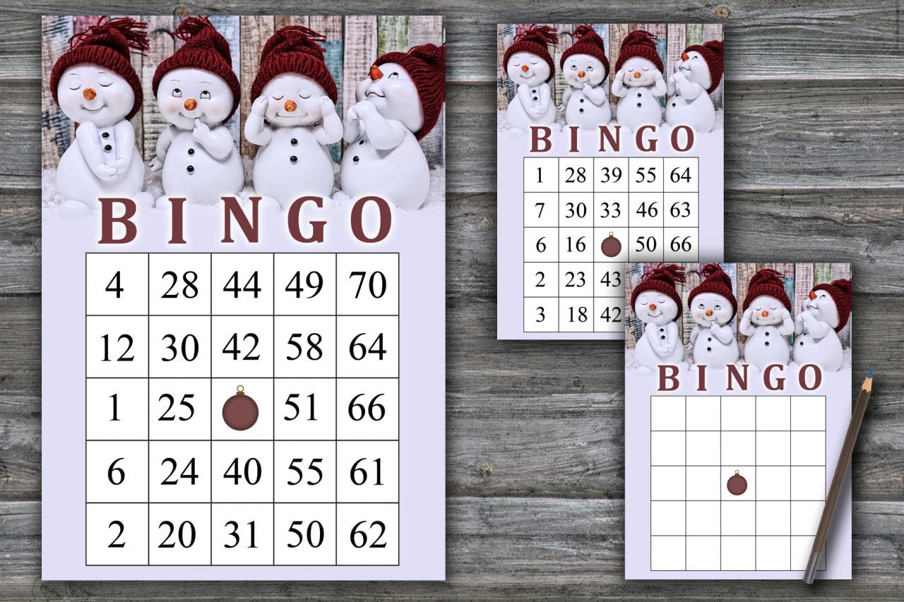Cute Snowman Bingo Game,merry Christmas Bingo Card,christmas Bingo Game,christmas Party Bingo,holiday Bingo Card,instant Download