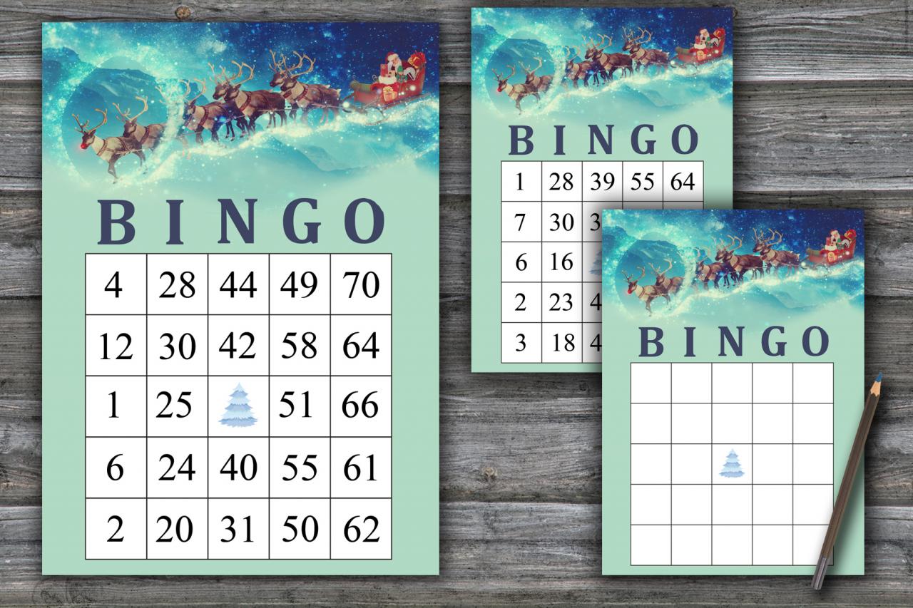 Santa Carriage Bingo Game,merry Christmas Bingo Card,christmas Bingo Game,christmas Party Bingo,holiday Bingo Card,instant Download