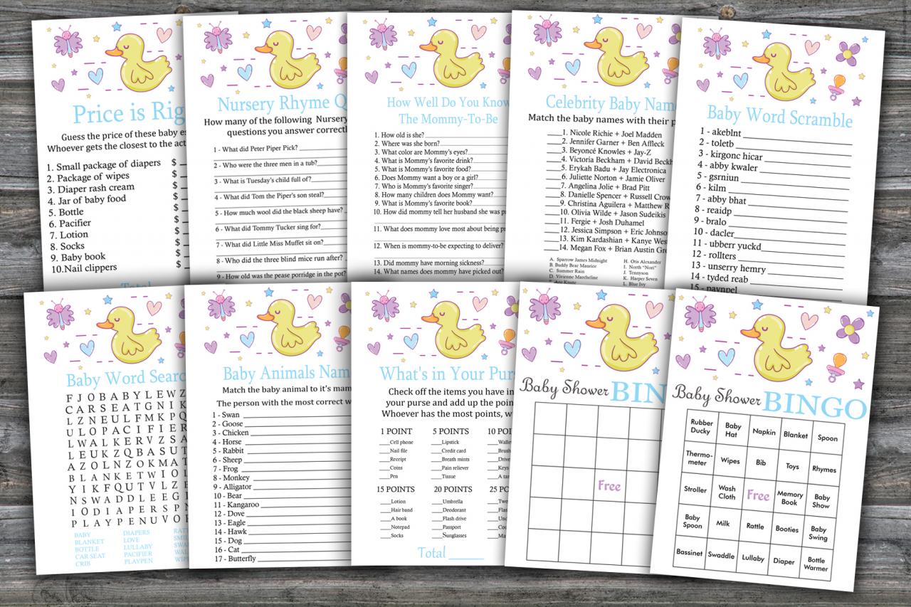 Rubber Duck Baby Shower Games Package,yellow Rubber Duck Baby Shower