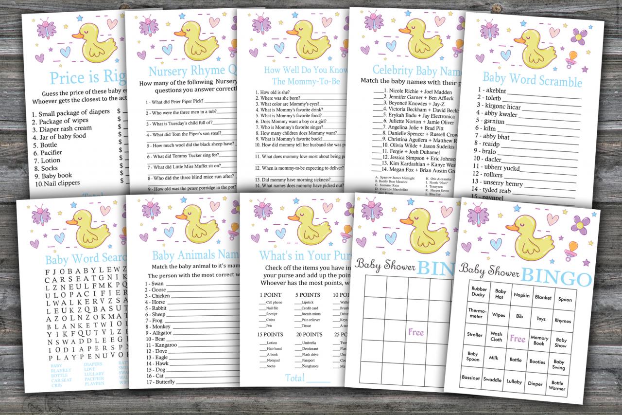 Diaper Thoughts  Rubber Ducky Printable baby shower Games