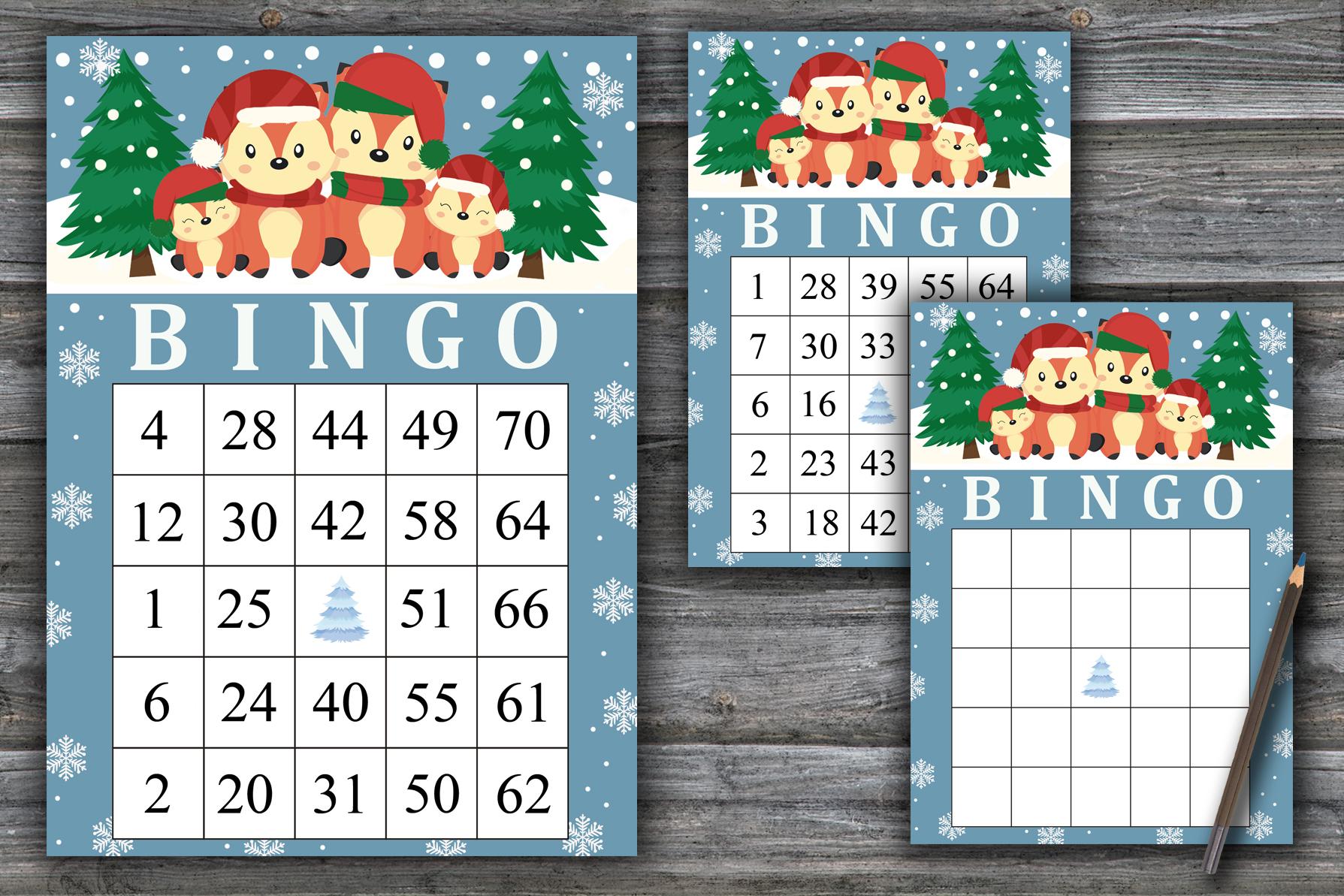 Christmas fox bingo game,Merry christmas bingo card,Christmas bingo game,Christmas Party bingo,Holiday Bingo card,INSTANT DOWNLOAD